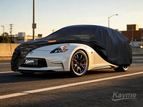 Image of Kayme 7 Layers Car Cover Custom Fit for Nissan 350Z /370Z (2009-2025) Waterproof All Weather for Automobiles,Outdoor Full Cover Rain Sun UV Protection.Black
