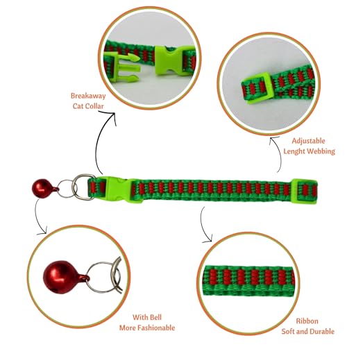 Image of Emily Pets Cat Collar with Bell, Solid & Safe Collars for Cats, Nylon, Mixed Colors, Pet Collar, Breakaway Cat Collar, Free Replacement (Multi Color, 1 Piece)