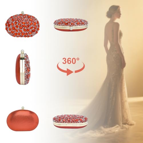 Image of Sparkling Crystal Diamond Women's Rhinestone Clutch Purse with Round Pearl Clasp
