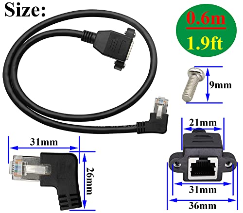 zdyCGTime RJ45 Gigabit Broadband Cat6 High Speed Network Cable Extension Cable RJ45 90° Right Angle Male to Female Connector Ethernet Cable for Routers,Network Printers etc. (Left/0.6M) - Image 2