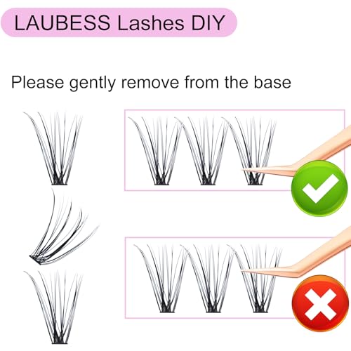 Image of Eyelash Clusters LAUBESS Lash Clusters Individual Lashes Cluster Eyelash Extensions DIY at Home Waterproof Cluster Lashes (20D-0.10C-9-16)