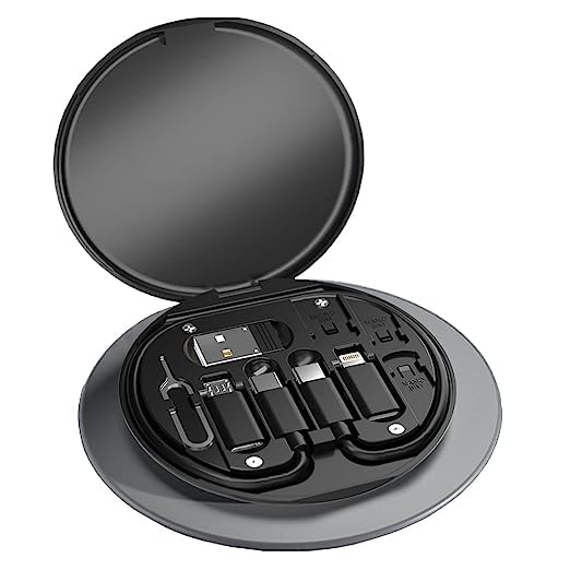 All in One 60W USB Fast Charging Data Cable Set for Apple, Android, Type C Charging with Retrieve Card Pin,Round Storage Box, Phone Stand, Portable USB Data Cable Storage Box Travel Cable Set (B0CCSP38NQ) Amazon Price History, Amazon Price Tracker