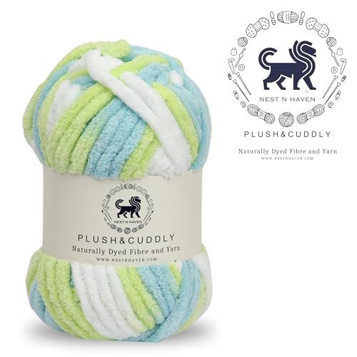 Image of NESTNHAVEN, Wool, Plush & Cuddly, Chenille Yarn Supersoft Knitting Wool Ball, (1 Ball /100 Gram Each) Multi Colour Ball Suitable for Craft, Babywear, Baby Blankets, 5 Bulky, Shade no - NNHB017