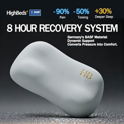 Image of HighBeds Cervical Neck Pillow for Neck Pain Relief- Memory Foam Pillow for Side and Back Sleepers, BASF Support with Ergonomic Pillow(Grey)