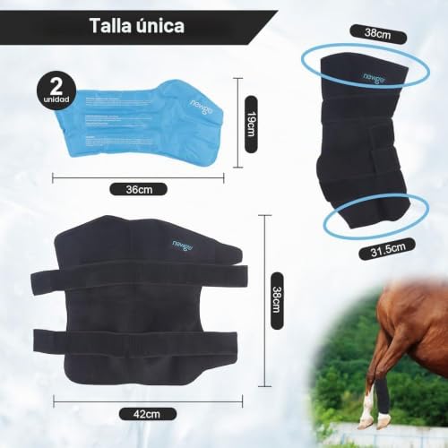 Miniatura 4 de Newgo Botas Refrescantes Para Caballos Envolturas Ajustables Para Piernas - Reutilizables, Para Lesiones Y Rodillas - 2 Almohadillas Refrescantes Extraíbles Y Vendas Lavables 1 Unidad