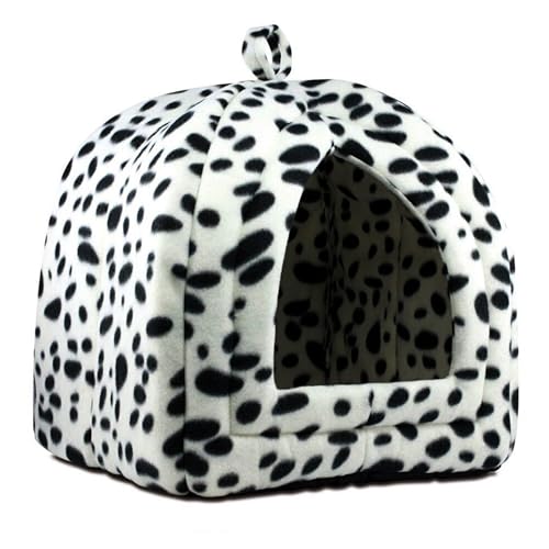 DUAS Igloo Pet Bed Cat Kitten Dog Cozy Fleece Pyramid House with Cushion Warm Washable & Foldable (Grey One Size)