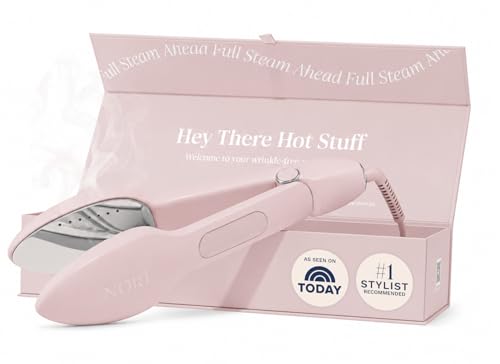 Nori Press Travel Steam Iron - Handheld Iron w/ 6 Fabric Settings - Pink