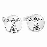 Herren-Manschettenknöpfe | Originelle Manschettenknöpfe für Hemd | Geschenke für Hochzeit Edelstahl | schwarzer Schmuck Geek Wissenschaft Vitruv, Unique, Edelstahl, Nein