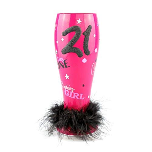 Top Shelf TS-4602C Pink Decorative Hand Painted 21st Birthday Pilsner, Unique Beer Glasses