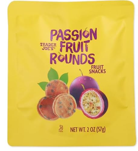 Trader Joe’s Passion Fruit Rounds – 2 oz Resealable Bags – Pack of 3 – Dried Fruit Snack