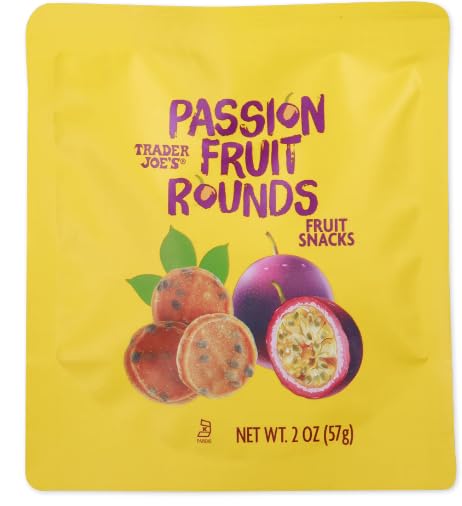 Trader Joe’s Passion Fruit Rounds – 2 oz Resealable Bags – Pack of 3 – Dried Fruit Snack