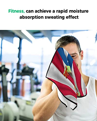 Golf Towel Puerto Rico Flag Red Eye Frog,Waffle Pattern Microfiber Club Cleaner Golf Towels With Carabiner Clip For Women Men Dad,Watercolor Star Patriot Golf Towel For Golf Bags Accessoriest,24X16In #TOP7