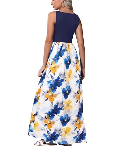 Image of Bluetime Women's Summer Boho Sleeveless Floral Print Tank Long Maxi Dress (S-3XL)