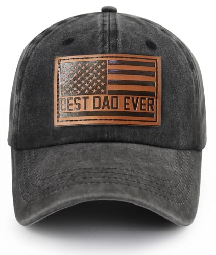 Image of Best Dad Ever American Flag Hat,Adjustable Cotton Embroidered Fathers Day Birthday Gifts for Papa Baseball Cap