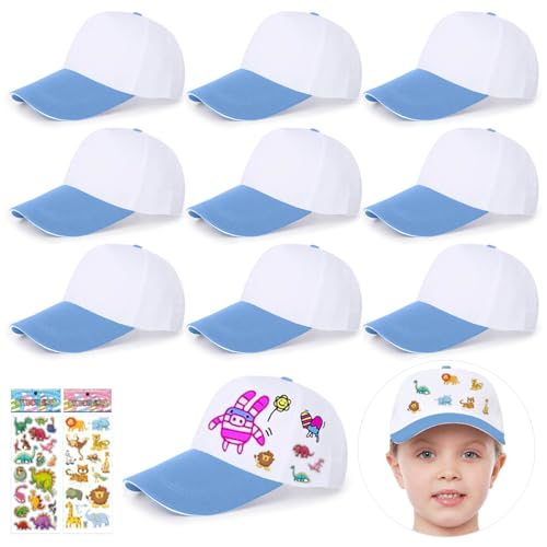 Sajier Gorras Infantiles para Pintar - Gorra De Béisbol Infantil Blanca Sombreros para Colorear DIY - Gorras Casual