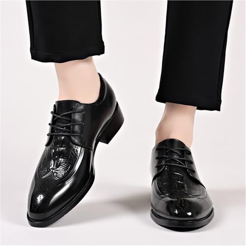 Men's Lace up Derby Dress Shoes Genuine Leather Crocodile Pattern Business Formal Comfortable Soft Breathable Office Wedding Work Footwear3