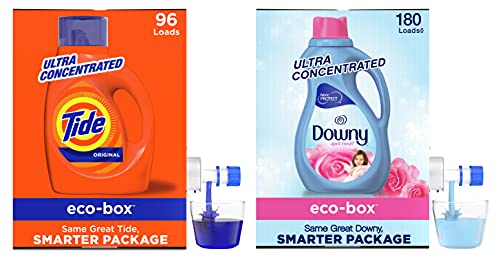 Tide Laundry Detergent Liquid Eco-Box, Original Scent + Downy April Fresh, Liquid Fabric Conditioner Eco-Box