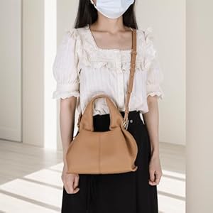 TIAASTAP Handtas voor dames, kleine tote bag, schoudertas, damestas, shoppertas, handtas, draagtas, shopper, tas, elegante buideltas voor winkelen, reizen, wit