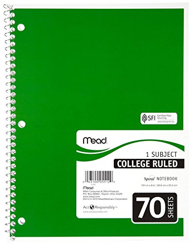 image for Mead 05512 Spiral Notebook, College Ruled 7.5
