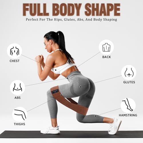 Image of 12 Pcs Fabric Resistance Bands for Working Out Non-Slip Booty Exercise Loop Bands for Women Men Glutes Hip Thigh Butt Yoga Pilates Fitness Gym, Light Medium Heavy