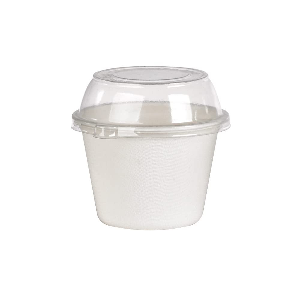 PacknWood Round Sugarcane Soup Container,soup container-paper bowl Disposable -round flat 12 oz Capacity (Case of 500)