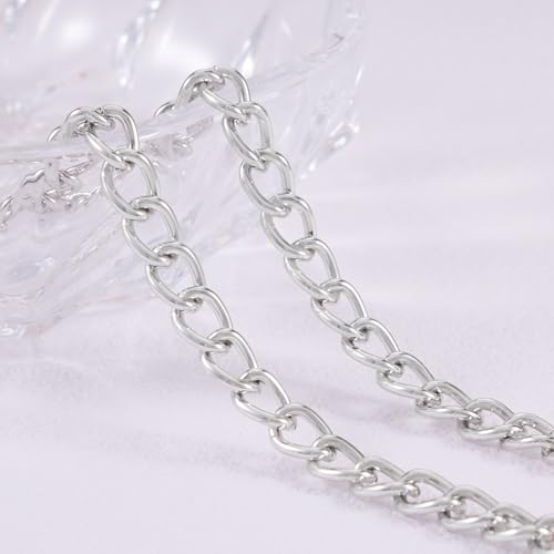 BORUINIE Silver Plated Aluminum Cable Chain, 33 Feet 10.5mm X 8mm Twisted Links Chain Bulk for Necklace Jewelry Making Bag Jeans Making by BORUINIE - Image 3