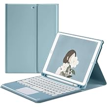 Keyboard Case for iPad 9th/8th/7th Generation 10.2 Inch with Pencil Holder, Magnetic Detachable Keyboard with Multi-Touch Trackpad for iPad 10.2 2021/2020/2019,Blue