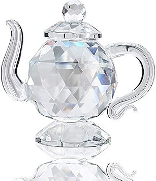 1.7 Inch Crystal Teapot Figurine Chinese Collectible Desk Home Decor
