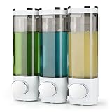 Nellyke Wall Mounted Soap Dispenser Bathroom 3 Chambers, Clear Liquid Shower Soap Dispenser，Shampoo