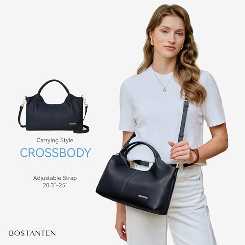 Image of BOSTANTEN Genuine Leather Purses for Women Designer Handbags Crossbody Shoulder Bags Top Handle Satchel with Adjustable Strap