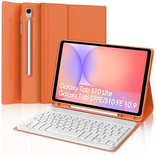 Evita golpes en tu Samsung Tab S9 con esta funda teclado Bluetooth español Ñ naranja