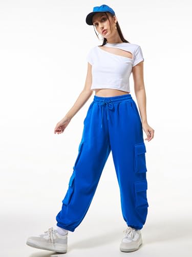 Image of Bewakoof Women's Fleece Super Loose Fit Joggers|Bewakoof Heavy Duty 1.0 | Track pants for woman | Lower for women | Multipurpose | Activewear | Utility Pockets | Lightweight & Flexible Elastic Waist | Casual Joggers | Loose Fit