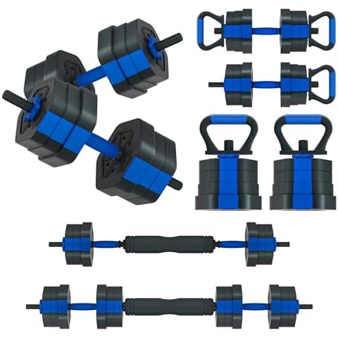 VIVITORY Dumbbell Sets Adjustable Weights, Free Weights Dumbbells Set with Connector, Non-Rolling Adjustable Dumbbell Set, Barbell Weights Set for Home Gym, Hexagon, Cement Mixture Cover