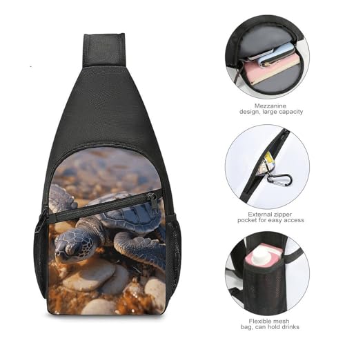 Bolso bandolera con diseño de tortuga marina para senderismo y viaje miniatura 5