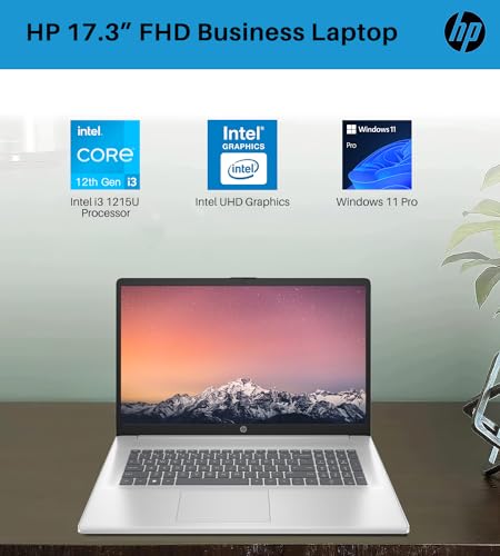 Image of HP 17 inch Business Laptop, 17.3 inch FHD IPS, Intel 6-Core i3 CPU, 16 GB RAM, 512 GB SSD, Intel UHD GPU, Anti-Glare, HD Camera, Wi-Fi 6, Long Battery Life, Fast Charge, Windows 11 Pro, W /Accessories