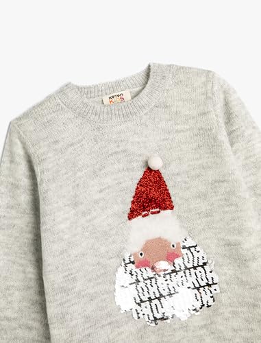 Pull-over fille manches longues imprimé Père Noël Koton chaud hiver