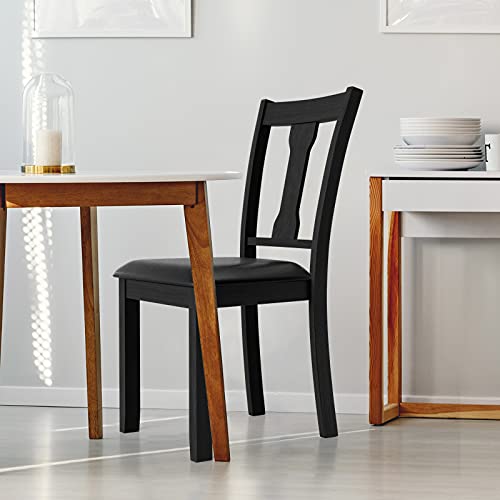 Giantex Set Of 4 Black Dining Chairs, Upholstered High Back Kitchen Chairs W/Rubber Wood Frame, Anti-Scratch Foot Pads, Wooden Traditional Dining Side Chair #TOP7