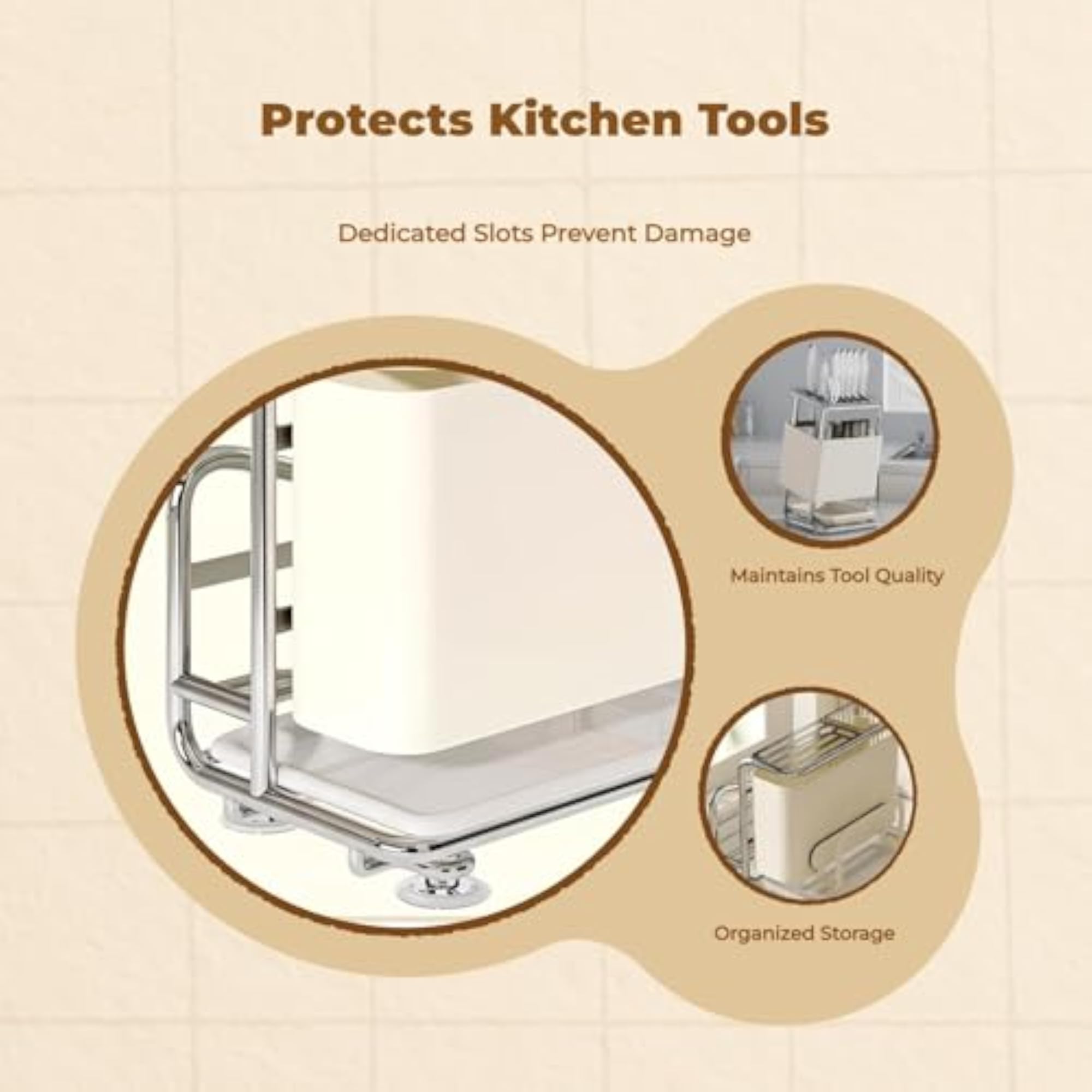 Cream White Large Cutting Board Holder Organizer