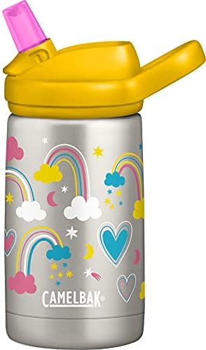 CamelBak Eddy+ Kids 12 oz Bottle, Insulated Stainless Steel with Straw Cap - Leak Proof When Closed, Rainbow Love