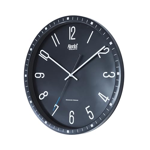 Image of Ajanta Home Decor Clock 14.5 Inch (365mm) Black | Luxury Silent Sweep Wall Clock | Stylish Modern Design | Model 6087