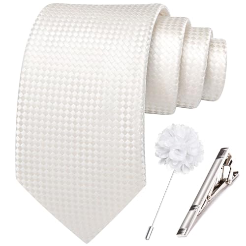 Image of Hi-Tie 63 inches Striped Paisley Extra Long Ties for Men Silk Necktie with Lapel Pin Tie Clip Big and Tall Men Formal Wedding