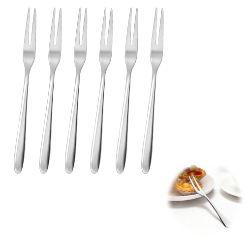 Jetstream 6 Stück Kleine Gabeln, Obstgabeln, Gabel, Obstgabeln, Party Besteck, Edelstahl Gabeln, Abgerundete und Glatte Kanten, Perfekt für Familien, Restaurants, Hotels, etc