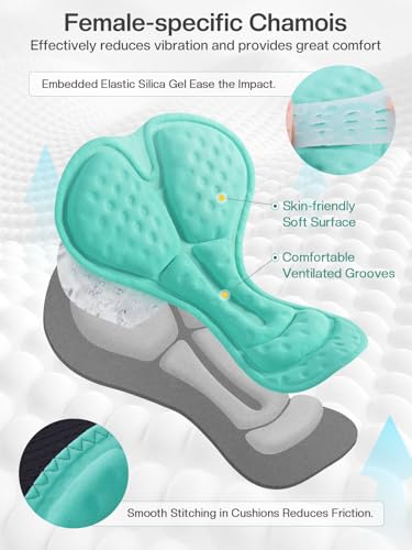 ARESFUEL Culotte Acolchado Ciclismo Mujer Calzoncillos Transpirable triángulo con Relleno 5004 Negro M - imagen 4