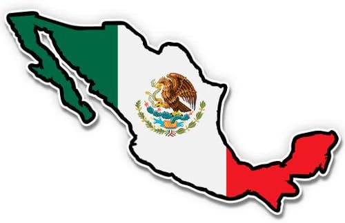 Mexico Shape Flag Eagle Mexican Pride - 3" Vinyl Sticker - for Car Laptop I-Pad Phone Helmet Hard Hat - Waterproof Decal