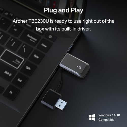 Image of TP-Link Archer TBE230U BE3600 USB Wi-Fi 7 Adapter for Desktop PC, Dual-Band USB Wireless Adapter, USB-C & A 3.0, Plug and Play, WPA3 | MLO, Win 11 /10 Compatible,No Support for 6GHz, Linux, or Android