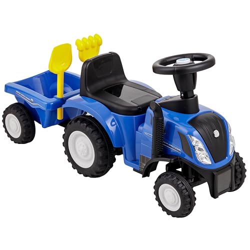 Baroni Toys Tracteur Ride-on avec remorque pour Enfants de 12 à 36 Mois, Tracteur avec klaxon à air, Véhicule pour Enfant, Sons et phares fonctionnants,...