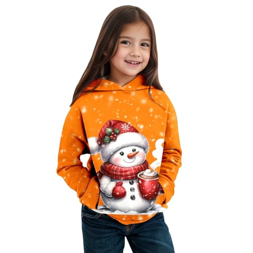 Niños Otoño Invierno Tema Navidad Muñeco de Nieve Manga Larga Sudadera con Capucha Abrigo Cálido y Cómodo Niño para Niños y Niñas Sudadera Niña Amarillo, naranja, 12-18 meses