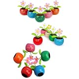 Rcniso Plastic Solar Dancing Flowers Funny Flip Flap Leaves Movement Car Office Decoration Pack of 4 (As Shown)