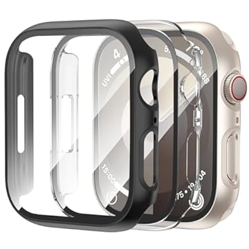 DNNBAO Pacote com 3 capas com protetor de tela de vidro temperado para Apple Watch 40 mm SE 2ª geração série 6/5/4/SE, capa protetora completa ultrafina resistente a arranhões para iWatch 40 mm