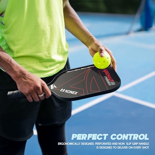 Image of Konex Pickleball Paddle Set | Fiberglass Surface & 14mm Core | 2 Paddles & 4 Balls | Genuine - Black
